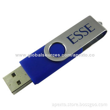 Blue Swivel USB Flash Drives, Customized Packaging Types/Logos Accepted, 256MB to 32GB